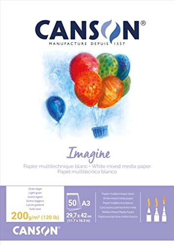 Canson 200006007 Imagine Mix-Media Papier, A3, rein weiß von Canson