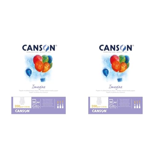 Canson 200006008 Imagine Mix-Media Papier, A4, rein weiß, A4-21 x 29,7 cm (Packung mit 2) von Canson