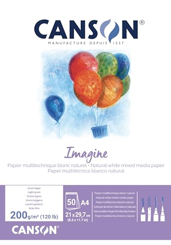 Canson 200006008 Imagine Mix-Media Papier, A4, rein weiß, A4 - 21 x 29,7 cm von Canson