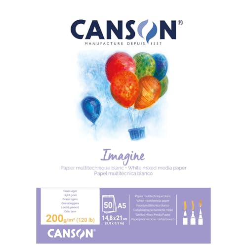 Canson 200006009 Imagine Mix-Media Papier, A5, rein weiß von Canson