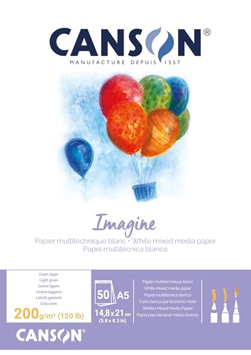 Canson 200006009 Imagine Mix-Media Papier, A5, rein weiß von Canson