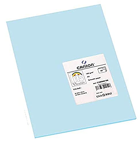 Canson 200040166 Iris Vivaldi glattes, farbiges Papier, A4, himmelblau 20 von Canson