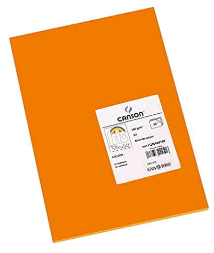 Canson 200040188 Iris Vivaldi glattes, farbiges Papier, A3, orange 09, A3 - 29.7x42cm von Canson