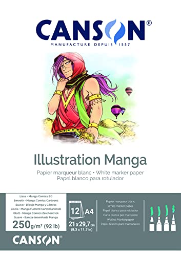 Canson 200387200 Illustration Comic und Manga, A4, naturweiß, A4-21 x 29,7 cm von Canson