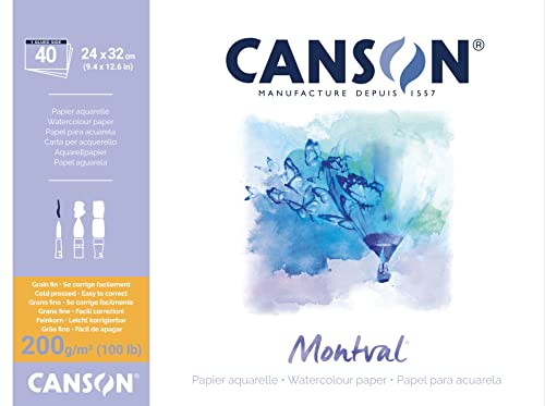 Canson 200807358 Montval Aquarellpapier, 24 x 32 cm, naturweiß von Canson