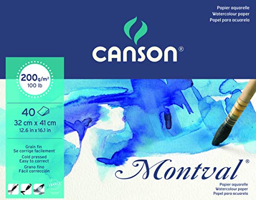 Canson 200807359 Montval Aquarellpapier, 32 x 41 cm, naturweiß von Canson
