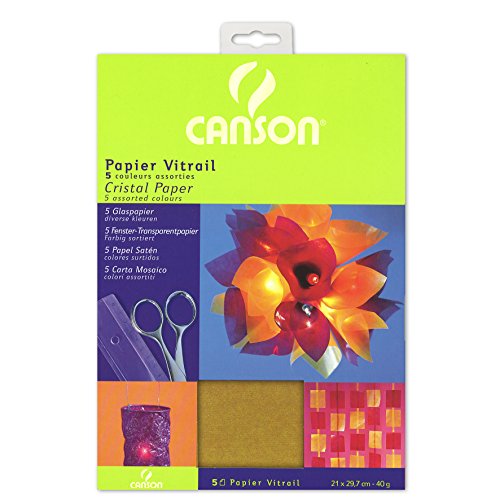 Canson 200992700 Kristallpapier, 21 x 29.7, A4, 40 g/m², rot/gelb/blau/violett/dunkelgrün von Canson