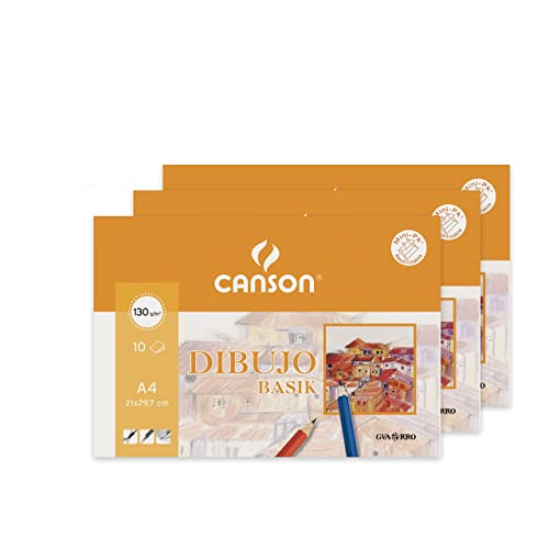 Canson - 3 x A4 Minipack mit 10 Blatt Basik-Zeichnung, 130 g von Canson