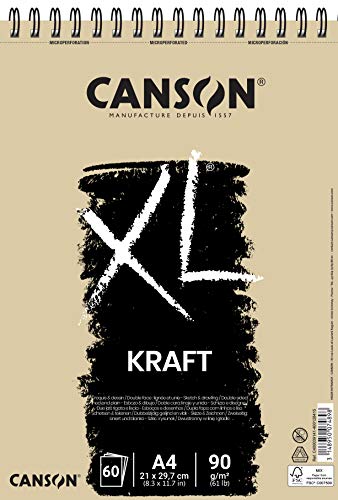 Canson 400039141 XL Kraft gerippt Skizzenblock, 90 g/qm, 60 Blatt pro Block "Spirale an der kurzen Seite ", 210 x 309 mm, hellbraun Canson 400039141 XL Kraft gerippt Skizzenblock, 90 g/qm, 60 Blatt pro Block "Spirale an der kurzen Seite ", 210 x 309 mm, hellbraun von Canson