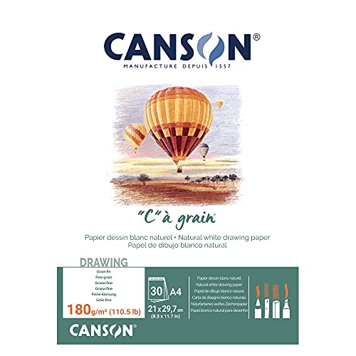 Canson 400060577 C a grain Zeichenpapier, A4, naturweiß von Canson