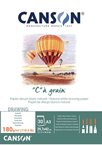 Canson 400060578 C a grain Zeichenpapier, A3, naturweiß von Canson