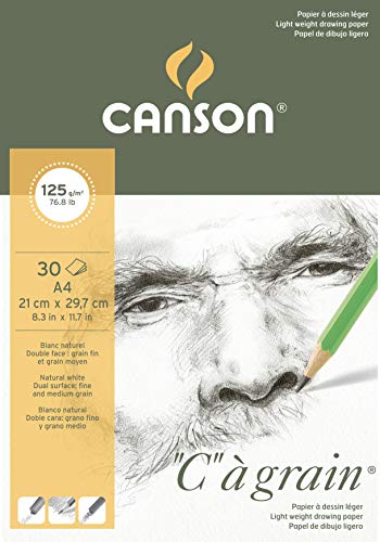 Canson 400060605 C a grain Zeichenpapier, A4, naturweiß von Canson