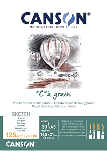 Canson 400060608 C a grain Zeichenpapier, A5, naturweiß Canson 400060608 C a grain Zeichenpapier, A5, naturweiß von Canson