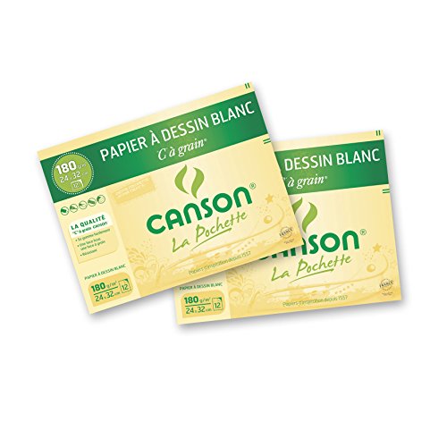 Canson 400061912 °C (2 Stück mit jeweils 12 Blättern, 180 g, 24 x 32 cm, weiß) von Canson