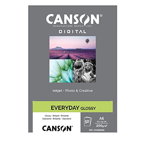 Canson 94655 Inkjet Everyday Papier, 10 x 15 cm, 50 Fg, 200 Gr, Glossy von Canson