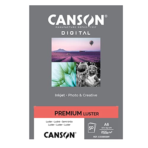 Canson 94661 Inkjet-Papier, 10 x 15 cm, 50 Fg, 255 g, Lustre RC von Canson