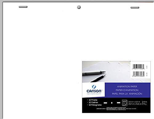Canson Artist Series Acme perforiertes transluzentes Animationspapier, 12 Rahmen, 9 kg, 26,7 x 32,8 cm, 100 Blatt, Papier, Blau, 10.5" x 12.5" von Canson