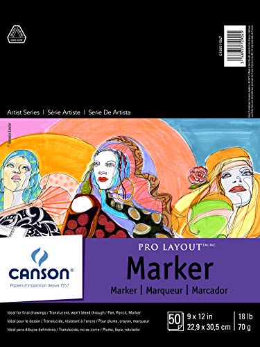 Canson Artist Series Pro Layout-Markerpapier, Faltblock, 22,9 x 30,5 cm, 50 Blatt (70 g) – Künstlerpapier für Erwachsene und Studenten von Canson
