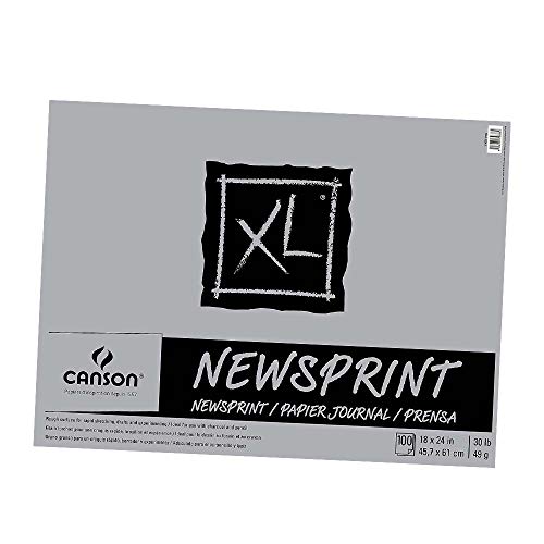 Canson Biggie Tape-Bindung Junior Zeitungsblock, Nicht zutreffend, weiß, 18" x 24" (100 Sheets) von Canson