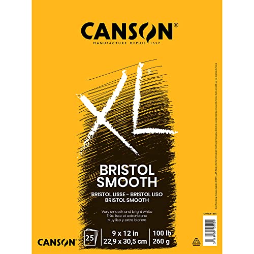 Canson XL Series Bristol Papier, glatt, Faltblock, 22,9 x 30,5 cm, 25 Blatt (260 g) – Künstlerpapier für Erwachsene und Studenten – Marker, Stift und Tinte von Canson