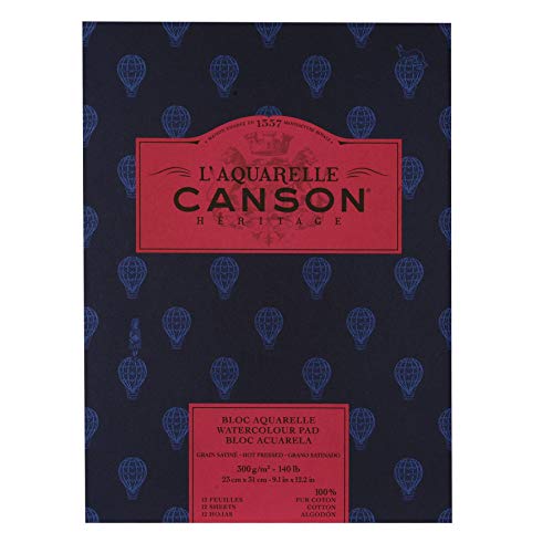 Canson C100720018 Héritage Aquarellpapier, Baumwolle, Weiß, 9-x-12-Inch, 12 stück von Canson