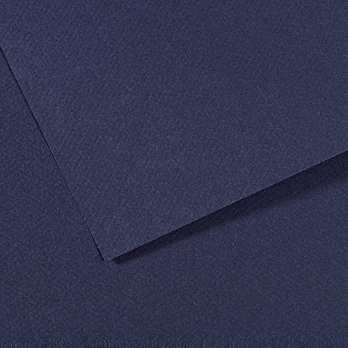 Canson Mi-Teintes Papel de Color de Pulpa Teñida, 160 g/m2, Azul (Indigo Blue - 140), 21x29,15, Pack de 25 von Canson