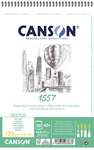 Canson C31412A003 Spiralalbum 15x21 30H JA 1557 fein 180g, papier, weiß, 50 stück von Canson