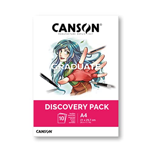 Canson Graduate, Discovery Pack, einfarbig, Mini-PK, A4-21 x 29,7 cm, Weiß, 10 Blatt von Canson