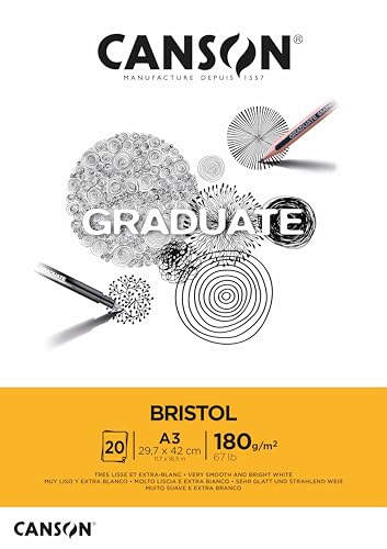 Canson Graduate - C400110384 Bristol Block, DIN A3, 20 Blatt, 180 g/m², Weiß Canson Graduate - C400110384 Bristol Block, DIN A3, 20 Blatt, 180 g/m², Weiß von Canson