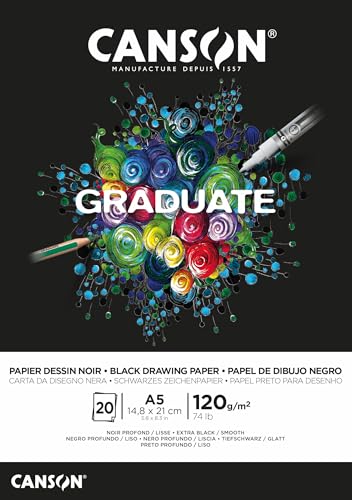 Canson Graduate - C400110385 Zeichenpapier - Zeichenblock, DIN A5, 20 Blatt, 120 g/m², schwarz Canson Graduate - C400110385 Zeichenpapier - Zeichenblock, DIN A5, 20 Blatt, 120 g/m², schwarz von Canson