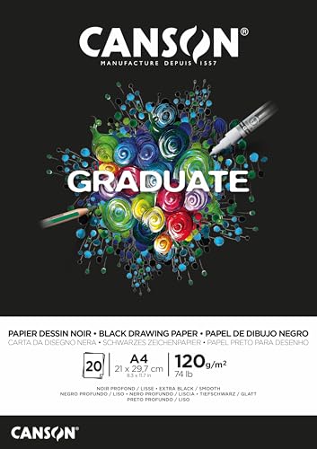 Canson Graduate - C400110386 Zeichenpapier - Zeichenblock, DIN A4, 20 Blatt, 120 g/m², schwarz Canson Graduate - C400110386 Zeichenpapier - Zeichenblock, DIN A4, 20 Blatt, 120 g/m², schwarz von Canson