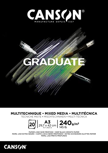 Canson Graduate Mix Media Notizblock, A3, 20 Blatt, Schwarz, fein, 240 g, C31250P018 Canson Graduate Mix Media Notizblock, A3, 20 Blatt, Schwarz, fein, 240 g, C31250P018 von Canson