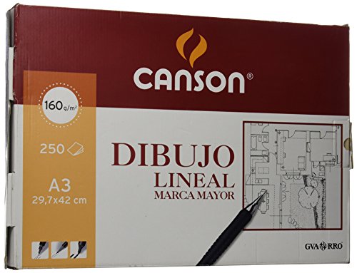 Canson Gvarro Zeichenpapier, linear, A3, 160 g, Packung mit 250 Blatt von Canson