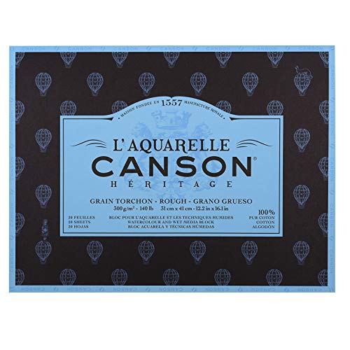 Canson L'Aquarelle Canson Héritage Block 4 Seiten geklebt 20 Blatt Torchon Körnung 31 x 41 cm von Canson