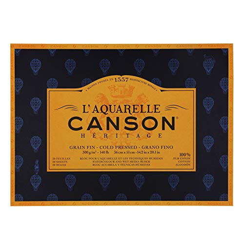CANSON Héritage Aquarellpapier, 36 x 51 cm, 300 g/m², 20 Blatt von Canson