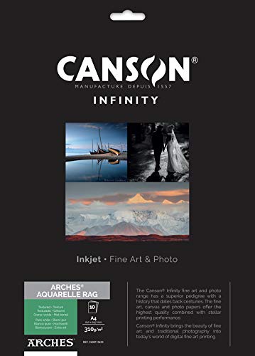 CANSON INFINITY ARCHES AQUARELLE, C400110653, Digital Fine Art Papier, DIN A4 (21,0 x 29,7cm), 10 Blatt, 310 g/m2 von Canson