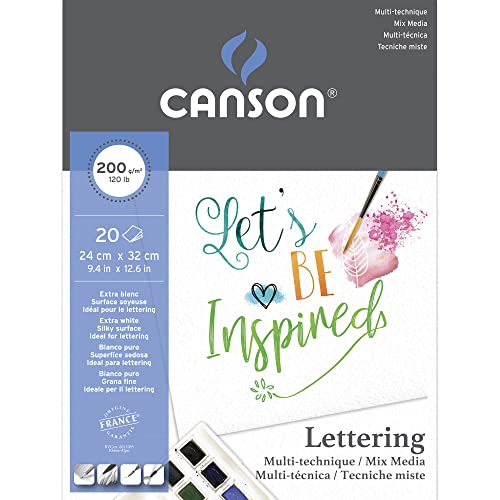 Canson Lettering Mix Media Block, 24 x 32 cm, 20 Blatt, 200 g/m², Naturweiß, 24 x 32cm von Canson