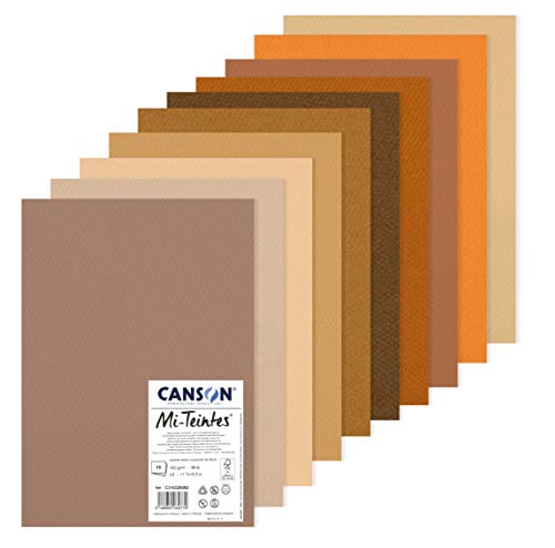 Canson Mi-Teintes, Farbiges Zeichenpapier, Zweiseitg: Bienenwaben-Struktur und feine Körnung, 160gsm, 98lb, Bogen, A3-29,7x42cm, Packung, 10 Brauntöne, 10 Bögen C31032S082 sortiert DIN A3 Canson Mi-Teintes, Farbiges Zeichenpapier, Zweiseitg: Bienenwaben-Struktur und feine Körnung, 160gsm, 98lb, Bogen, A3-29,7x42cm, Packung, 10 Brauntöne, 10 Bögen C31032S082 sortiert DIN A3 von Canson