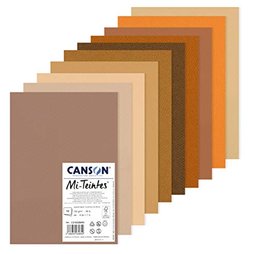 Canson Mi-Teintes, Farbiges Zeichenpapier, Zweiseitg: Bienenwaben-Struktur und feine Körnung, 160gsm, 98lb, Bogen, A4-21x29,7cm, Packung, 10 Brauntöne, 10 Bögen - C31032S053 Canson Mi-Teintes, Farbiges Zeichenpapier, Zweiseitg: Bienenwaben-Struktur und feine Körnung, 160gsm, 98lb, Bogen, A4-21x29,7cm, Packung, 10 Brauntöne, 10 Bögen - C31032S053 von Canson