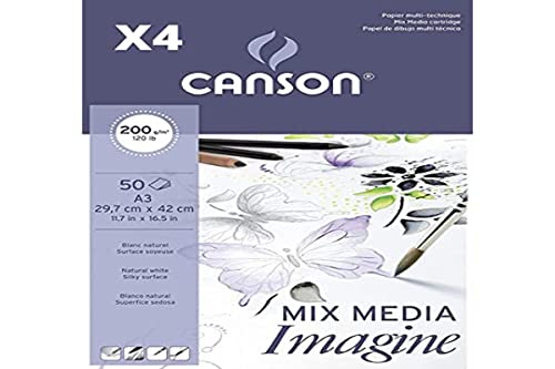 Canson Mix Media Imagine, A3, 50 Blatt, feine Körnung, 200 g von OFITURIA