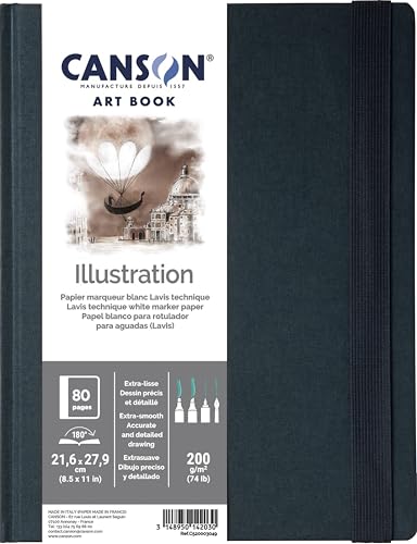 Canson Professional Book, Illustrationspapier, glatt, 200 g/m², genähtes Notizbuch, Hardcover, 21,6 x 27,9 cm, Weiß, 40 Blatt Canson Professional Book, Illustrationspapier, glatt, 200 g/m², genähtes Notizbuch, Hardcover, 21,6 x 27,9 cm, Weiß, 40 Blatt von Canson
