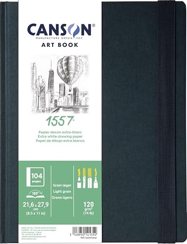 Canson Professional Book, weißes Skizzenpapier, leichte Körnung, 120 g/m², genähtes Notizbuch, Hardcover, 21,6 x 27,9 cm, extra weiß, 52 Blatt Canson Professional Book, weißes Skizzenpapier, leichte Körnung, 120 g/m², genähtes Notizbuch, Hardcover, 21,6 x 27,9 cm, extra weiß, 52 Blatt von Canson