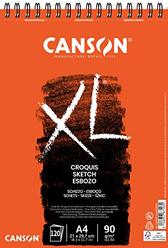 Canson Skizzen- und Zeichenblock XL/787103 A4 natürlich weiss 90 g/qm Inhalt 120 Blatt von Canson