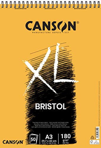 Canson Spiralalbum 29,7x42 50H XL Bristol extra glatt 180g, weiß, A3 von Canson