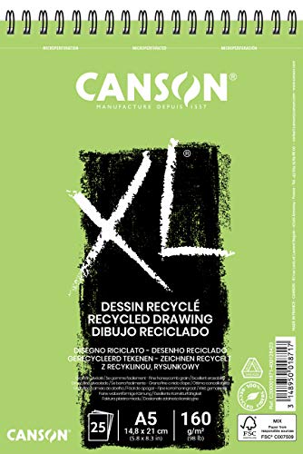 Canson XL® Recyclé Zeichenblock, DIN A5, 25 Blatt, 160 g/m² 1 kg von Canson