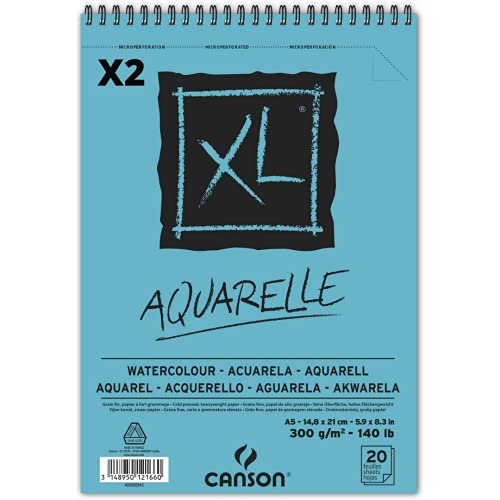 Canson XL Aquarelle Spiralalbum, mikroperforiert, A5, 20 Blatt, feine Körnung 300 g von OFITURIA