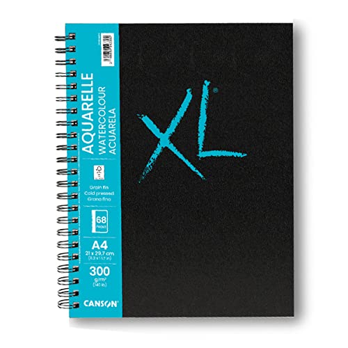 CANSON XL Aquarelle Book, Aquarellpapier, 300 g/m², an der langen Seite Spiralgebundes Buch, DIN A5, 14,8 x 21 cm, Weiß, 34 Blatt CANSON XL Aquarelle Book, Aquarellpapier, 300 g/m², an der langen Seite Spiralgebundes Buch, DIN A5, 14,8 x 21 cm, Weiß, 34 Blatt von Canson