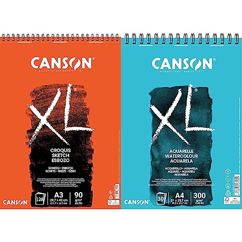 Canson XL Block Skizzen- und Zeichenpapier & XL Aquarelle C400039170: Aquarellpapier - Aquarellblock in DIN A4-300g von Canson