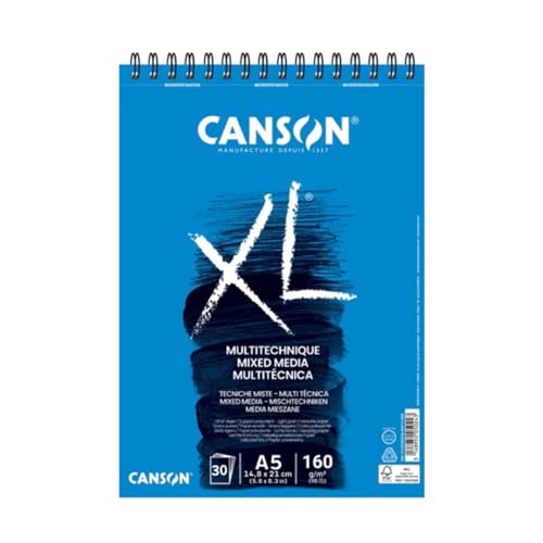 Canson XL Mix Media Texturalbum Spiralalbum Mikroperforiert A5 30 Blätter 160g, Weiß, C31078A035 von Canson