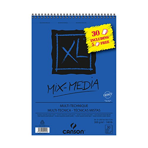 Canson XL Mix Media Zeichenpapier, A4, 21 x 29,7 cm, 30 Blatt, Weiß, 300 g Canson XL Mix Media Zeichenpapier, A4, 21 x 29,7 cm, 30 Blatt, Weiß, 300 g von Canson